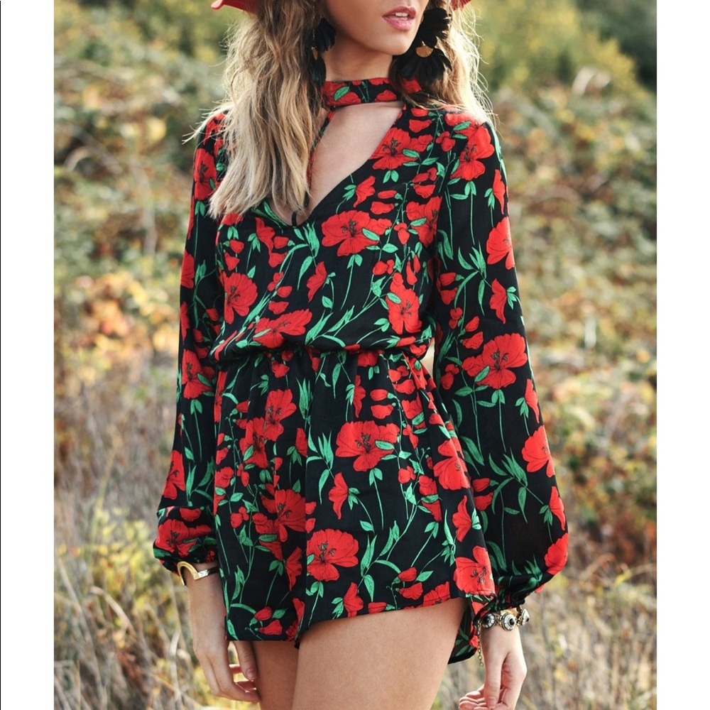 Nana Macs Boutique Rose Mallow Romper (Black)